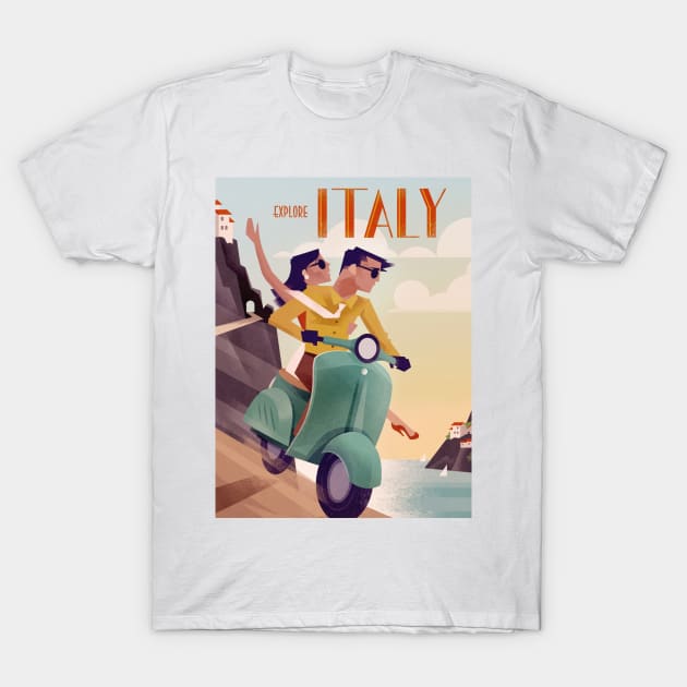 Vintage Travel Art Italy T-Shirt by WickIllustration